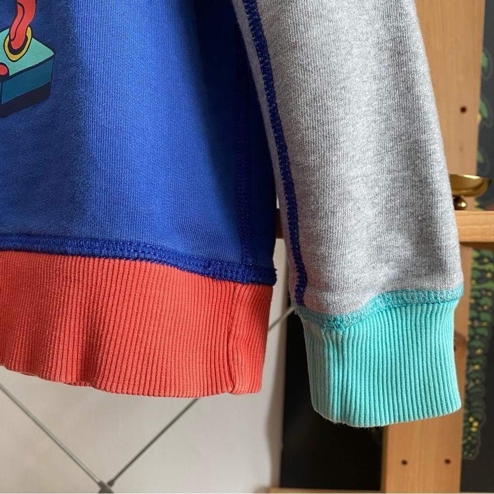 Hanna Andersson Blue Yellow Gray Colorblock Gamer Controls Crewneck Sweatshirt 6 - Picture 11 of 12
